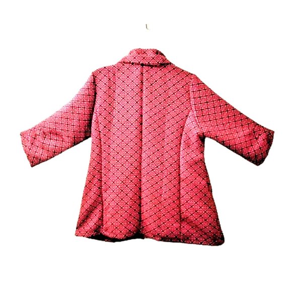 DAMEE INC Orange Black Floral Print Swing Jacket Sz XL 3/4 Sleeves Button Up - Picture 7 of 8